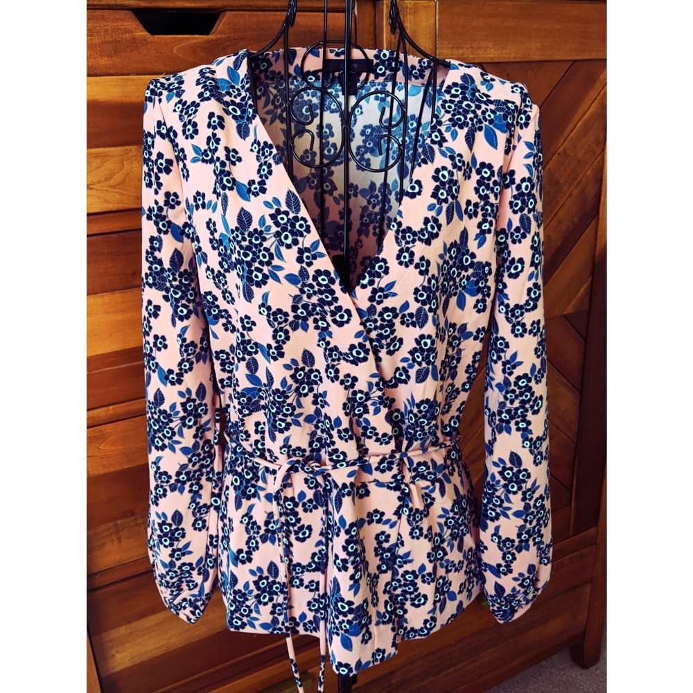 J. Crew drapey crepe faux wrap long sleeve top